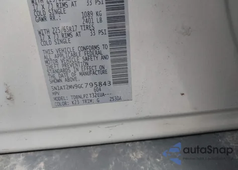 2016 Nissan Rogue S/Sl/Sv from USA, damaged, VIN 5N1AT2MV9GC795843